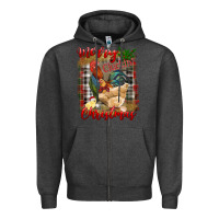 Charcoal Heather Merry Cluckin' Christmas Zipper Hoodie - RanaPortraitStore