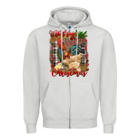 Dove Grey Merry Cluckin' Christmas Zipper Hoodie - RanaPortraitStore