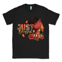 Black Just blessed afro woman with roses Classic Tee - RanaPortraitStore