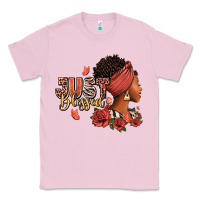 Bubblegum Pink Just blessed afro woman with roses Classic Tee - RanaPortraitStore