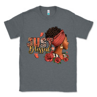Charcoal Heather Just blessed afro woman with roses Classic Tee - RanaPortraitStore