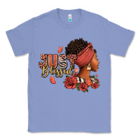 Colony Blue Just blessed afro woman with roses Classic Tee - RanaPortraitStore