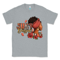 Heather Grey Just blessed afro woman with roses Classic Tee - RanaPortraitStore
