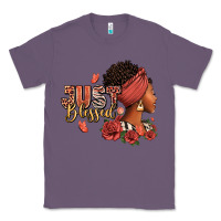 Lavender Just blessed afro woman with roses Classic Tee - RanaPortraitStore