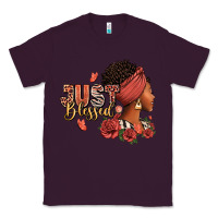 Plum Just blessed afro woman with roses Classic Tee - RanaPortraitStore
