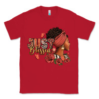 Red Just blessed afro woman with roses Classic Tee - RanaPortraitStore