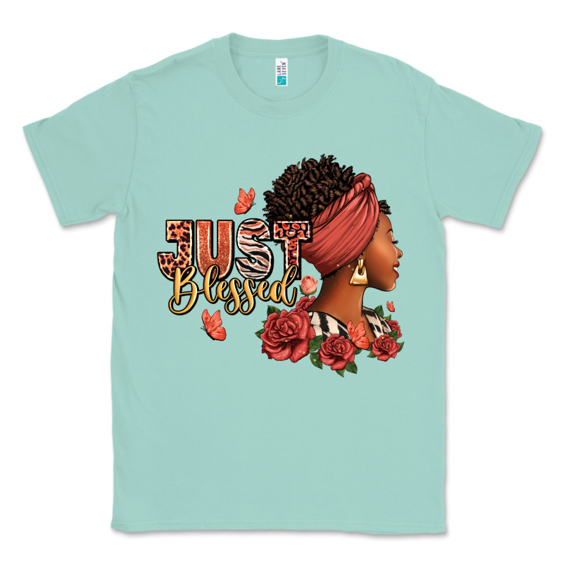 Just Blessed Afro Woman With Roses Classic Tee by RanaPortraitStore | Teevron