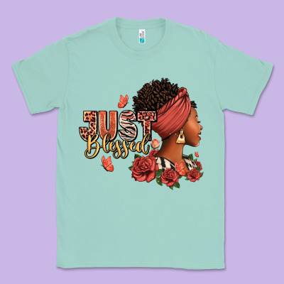 Just Blessed Afro Woman With Roses Classic Tee Designed By Ranaportraitstore