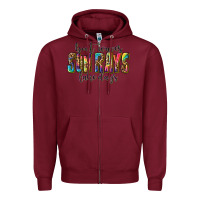 Burgundy boat waves sun rays lake days Zipper Hoodie - texasbilliewilder