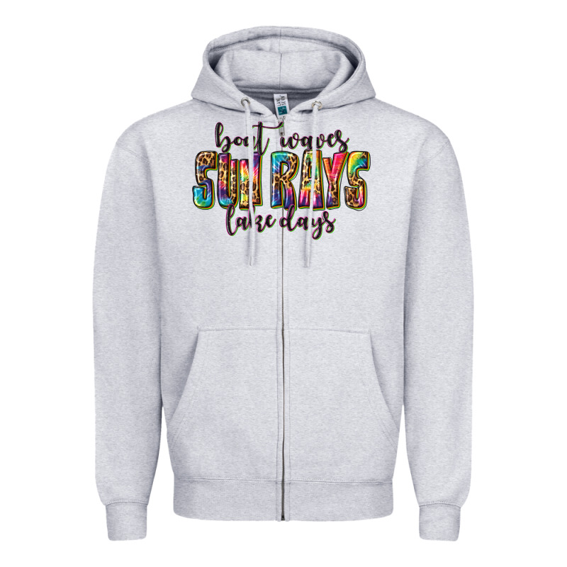 Boat Waves Sun Rays Lake Days Zipper Hoodie by texasbilliewilder | Teevron