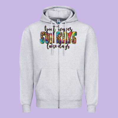 Zipper Hoodie boat waves sun rays lake days