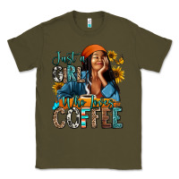 Army Green Just a girl who loves coffee Classic Tee - RanaPortraitStore