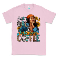 Bubblegum Pink Just a girl who loves coffee Classic Tee - RanaPortraitStore