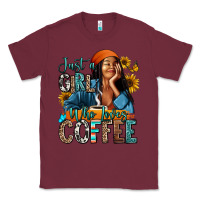 Burgundy Just a girl who loves coffee Classic Tee - RanaPortraitStore