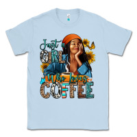 Dusty Blue Just a girl who loves coffee Classic Tee - RanaPortraitStore