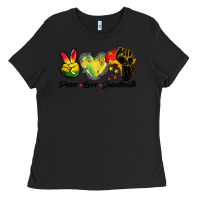 Black peace love juneteenth Ladies Tee - BarkalooDesign