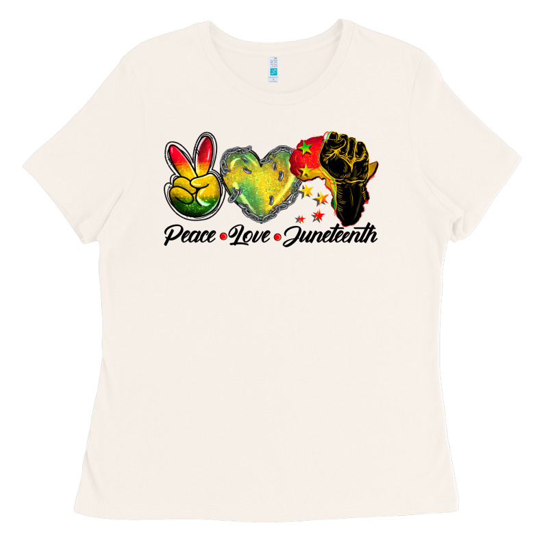 Peace Love Juneteenth Ladies Tee by BarkalooDesign | Teevron