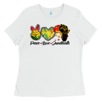 White peace love juneteenth Ladies Tee - BarkalooDesign
