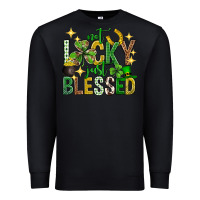 Black Not lucky just blessed st. patricks day Premium Sweatshirt - Neo Western