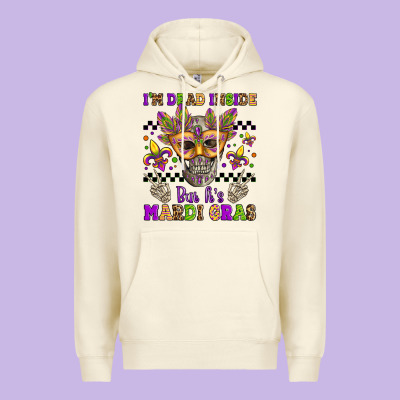I'm Dead Inside But It's Mardi Gras Premium Hoodie Designed By Jasminsmagicworld