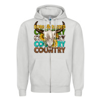 Dove Grey born and raised country western Zipper Hoodie - texasbilliewilder