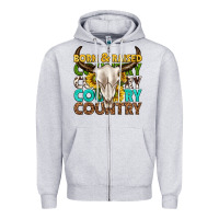 Heather Grey born and raised country western Zipper Hoodie - texasbilliewilder