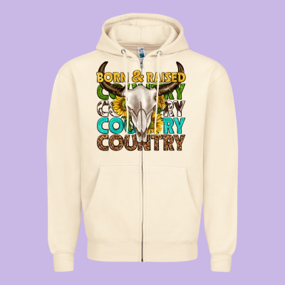 Zipper Hoodie born and raised country western