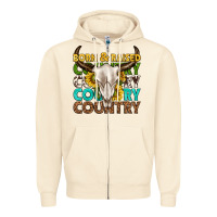 Sandshell born and raised country western Zipper Hoodie - texasbilliewilder