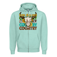 Seafoam born and raised country western Zipper Hoodie - texasbilliewilder