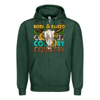 Sports Green born and raised country western Zipper Hoodie - texasbilliewilder
