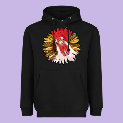 Sunflower With Rooster Heavyweight Hoodie Designed By Ranaportraitstore