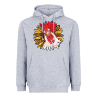 Heather Grey sunflower with rooster Heavyweight Hoodie - RanaPortraitStore