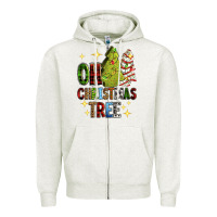 Oatmeal Heather Oh Christmas tree Christmas cake Zipper Hoodie - RanaPortraitStore