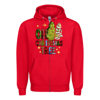 Red Oh Christmas tree Christmas cake Zipper Hoodie - RanaPortraitStore