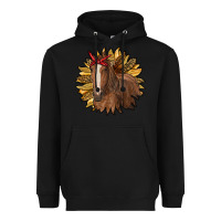 Black sunflower with horse Heavyweight Hoodie - RanaPortraitStore
