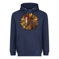 Navy sunflower with horse Heavyweight Hoodie - RanaPortraitStore