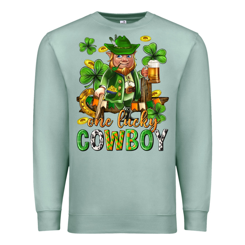 One Lucky Cowboy With St. Patricks Elf Premium Sweatshirt by Neo Western | Teevron