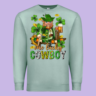 One Lucky Cowboy With St. Patricks Elf Premium Sweatshirt Designed By Neo Western