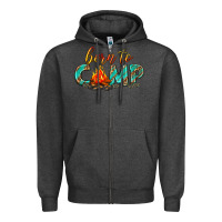 Charcoal Heather born to camp Zipper Hoodie - texasbilliewilder