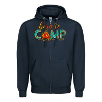 Navy born to camp Zipper Hoodie - texasbilliewilder