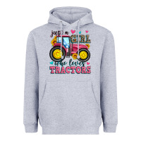 Heather Grey just a girl who loves tractors Heavyweight Hoodie - Zillion Design Studio