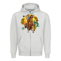 Dove Grey bucking horse with cowboy and sunflower Zipper Hoodie - texasbilliewilder