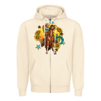 Sandshell bucking horse with cowboy and sunflower Zipper Hoodie - texasbilliewilder
