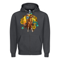 Smoke bucking horse with cowboy and sunflower Zipper Hoodie - texasbilliewilder
