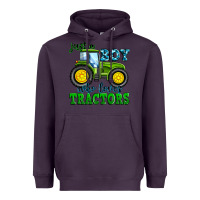 Plum just a boy who loves tractors Heavyweight Hoodie - Zillion Design Studio