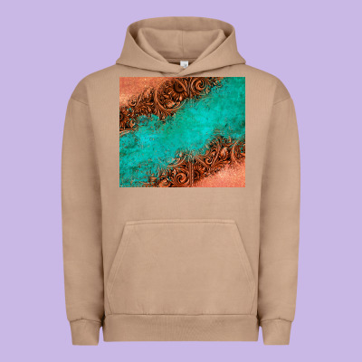Leather Turquoise Glitter Tumbler Urban Hoodie Designed By Jasminsmagicworld