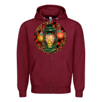 Burgundy Xmas Lantern Christmas Zipper Hoodie - RanaPortraitStore