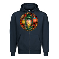 Navy Xmas Lantern Christmas Zipper Hoodie - RanaPortraitStore