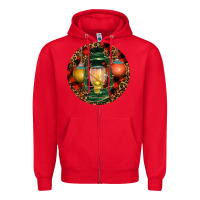 Red Xmas Lantern Christmas Zipper Hoodie - RanaPortraitStore