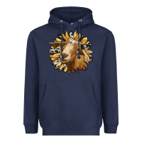 Navy sunflower with goat Heavyweight Hoodie - RanaPortraitStore